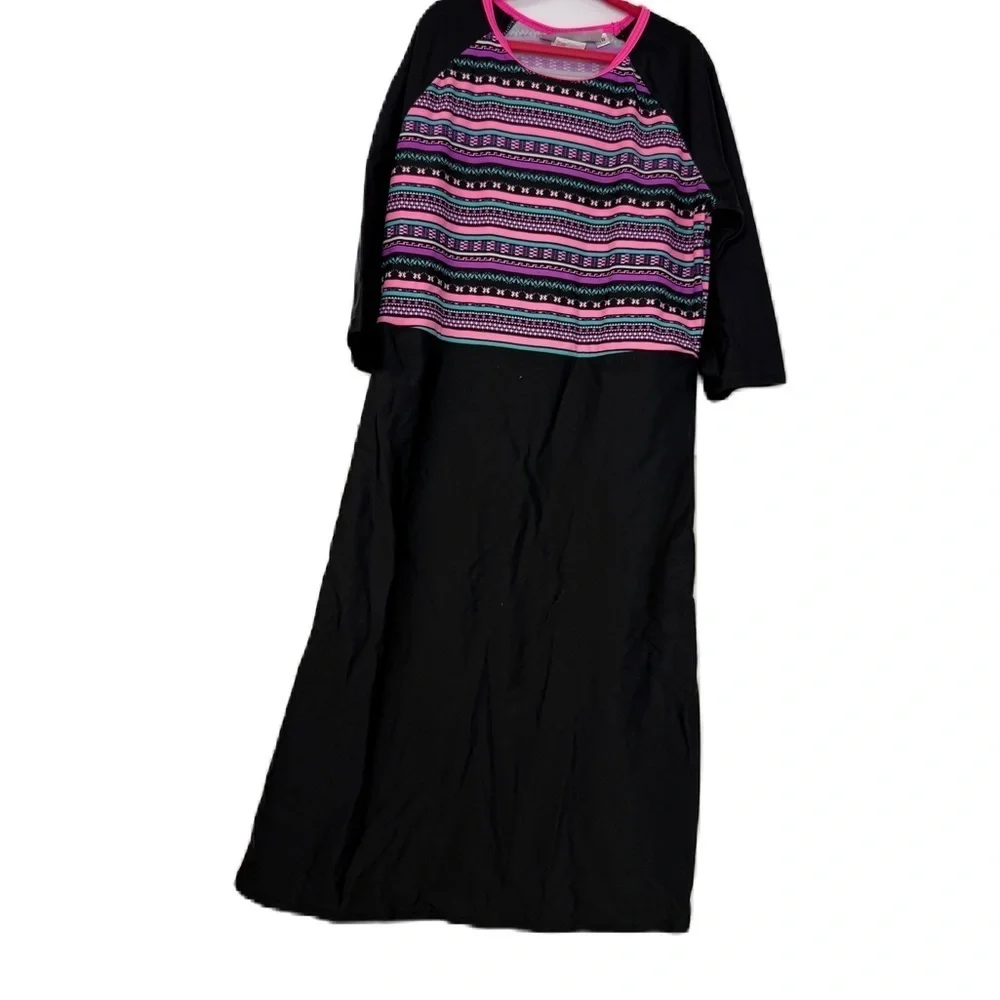 Girls Pink and Black  modest SwimDress pattern casual fun cozy
